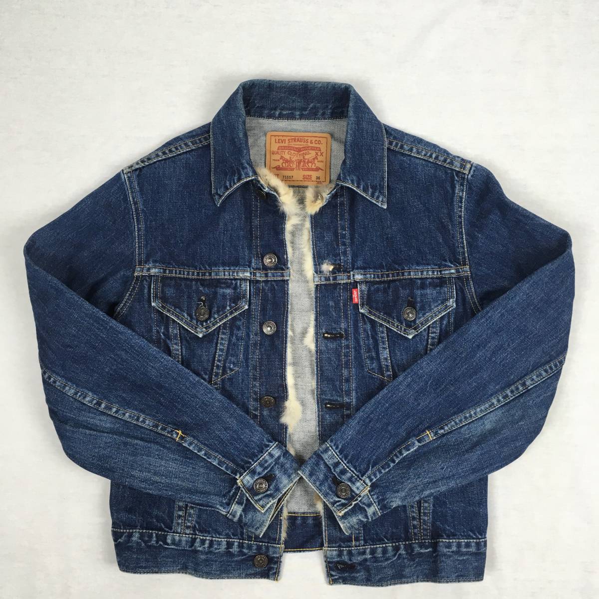 LEVI'S リーバイス 71557 3rd BIG'E' 日本製 復刻 ジージャン サイズ36 デニム ジャケット Gジャン 毛皮付