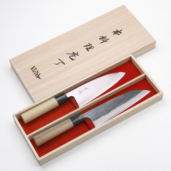 堺 重勝 和包丁 2本組 セット 出刃包丁 150mm 和三徳包丁 両刃 165mm 木箱入り 誕生日 プレゼント 日本製