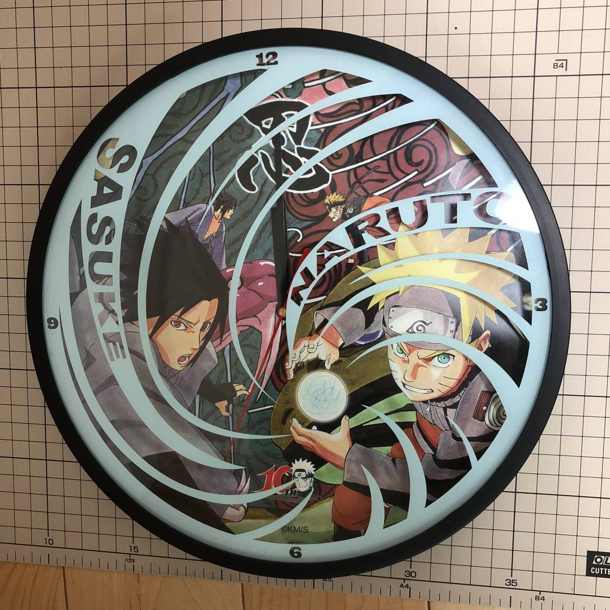 送料込み 美品　懸賞当選　NARUTO 螺旋丸壁掛け時計　スペシャルアドベンチャー　スクラッチハガキ２００９　第２弾　ナルト　サスケ_画像1