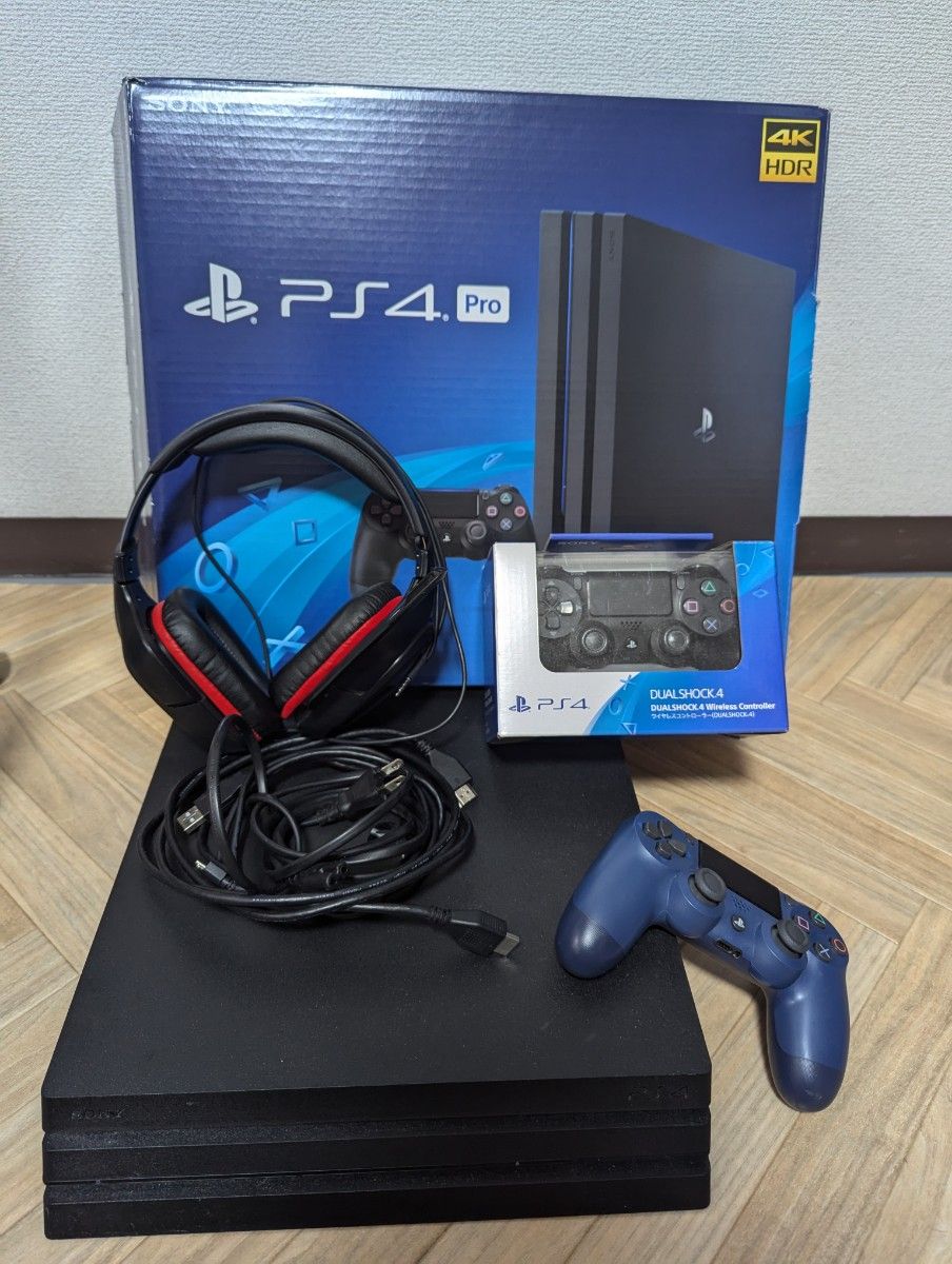 PS4 PlayStation 4Pro JETブラック1TB コントローラー青