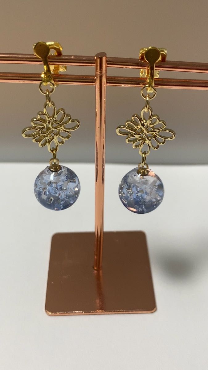 レジンクリップイヤリング ピアス ゴールド ハンドメイド