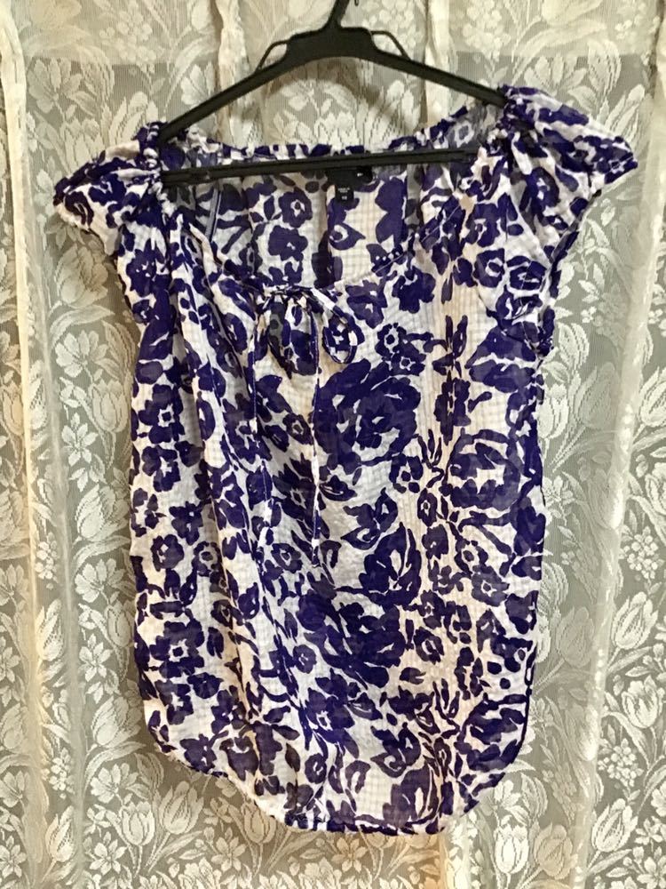  beautiful goods [Gap/ Gap ]. floral print see-through cut and sewn * tops /XS* no sleeve, cap sleeve *USED