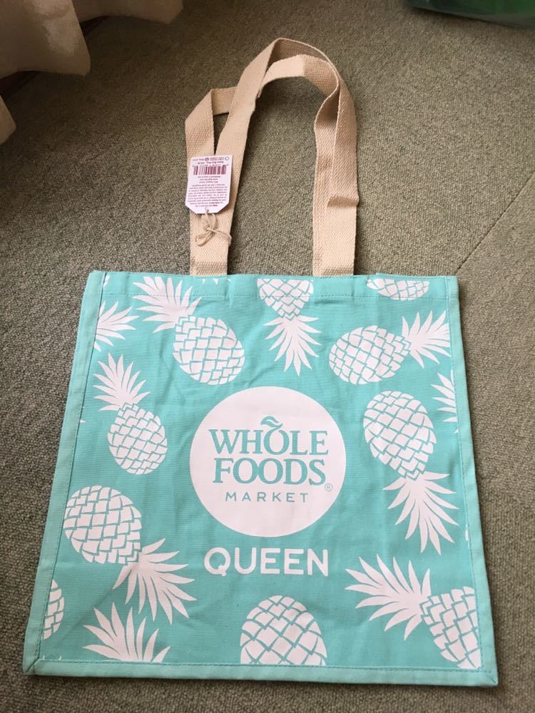 ☆新品 ハワイ限定☆ホールフーズWHOLE FOODS トートバッグ エコバッグ☆QUEEN ハワイアンブルー ホノルル_画像1