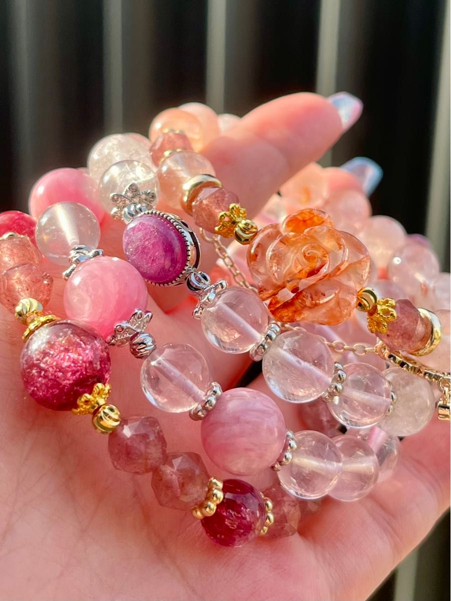 花火水晶×ストロベリークォーツ スターカット スーパーセブン 花火水晶×ストロベリークォーツ スターカット スーパーセブン