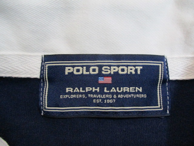 POLO SPORT Polo спорт короткий рукав Rugger рубашка темно-синий × белый × красный 2S Ralph Lauren 