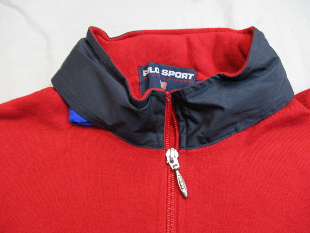 POLO SPORT ポロスポーツ パイピング ハーフジップスウェット 赤 LADYS L_画像4