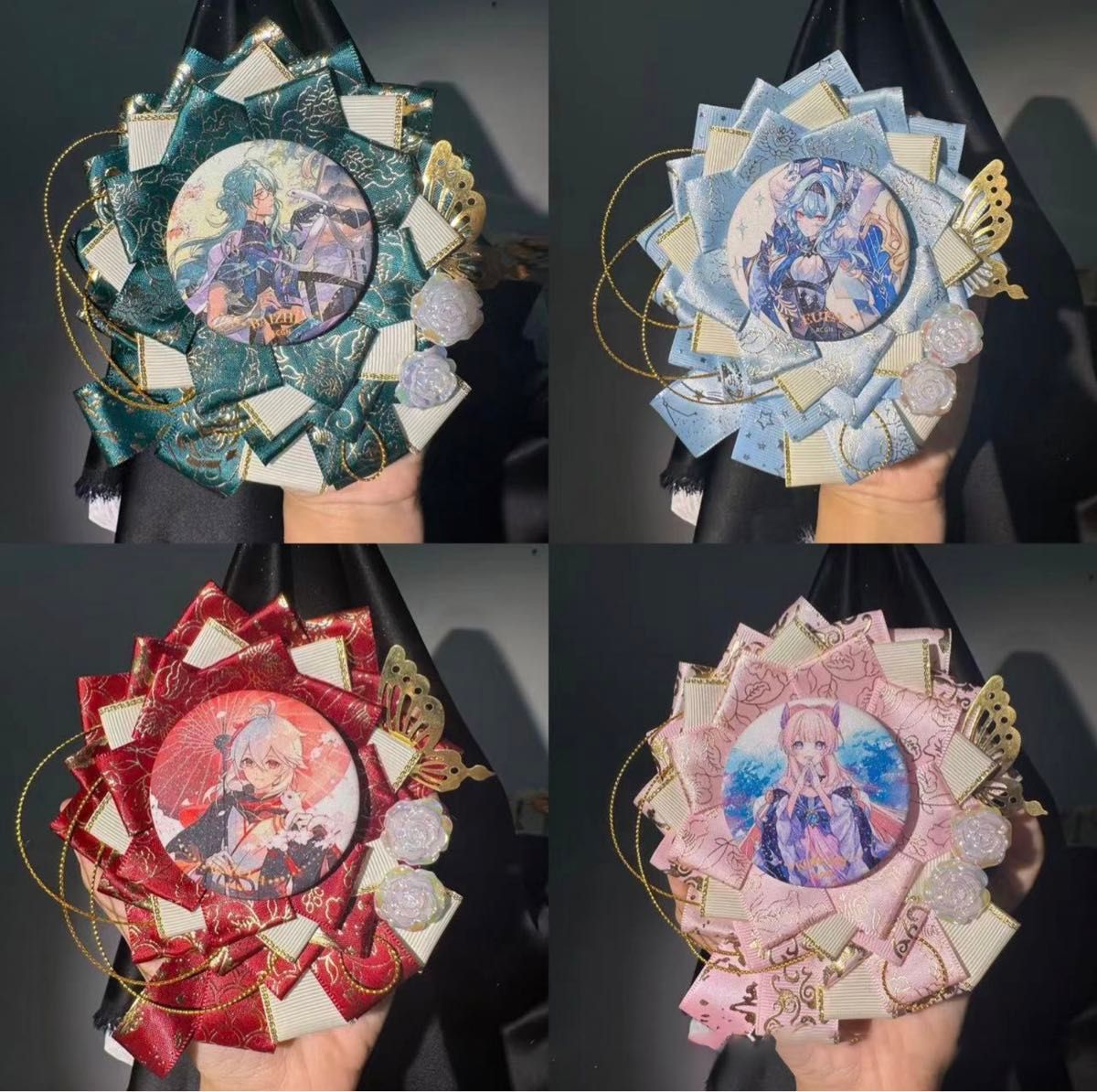 黄色 イエロー ロゼット 缶バッジ 54mm〜57mm 推し活 痛バ デコ
