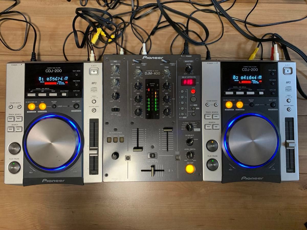 美品】Pioneer DJM-400 CDJ-200 x2台 動作確認済み ケーブルあり 美品】Pioneer DJM-400 CDJ-200 x2台 動作確認済み ケーブルあり