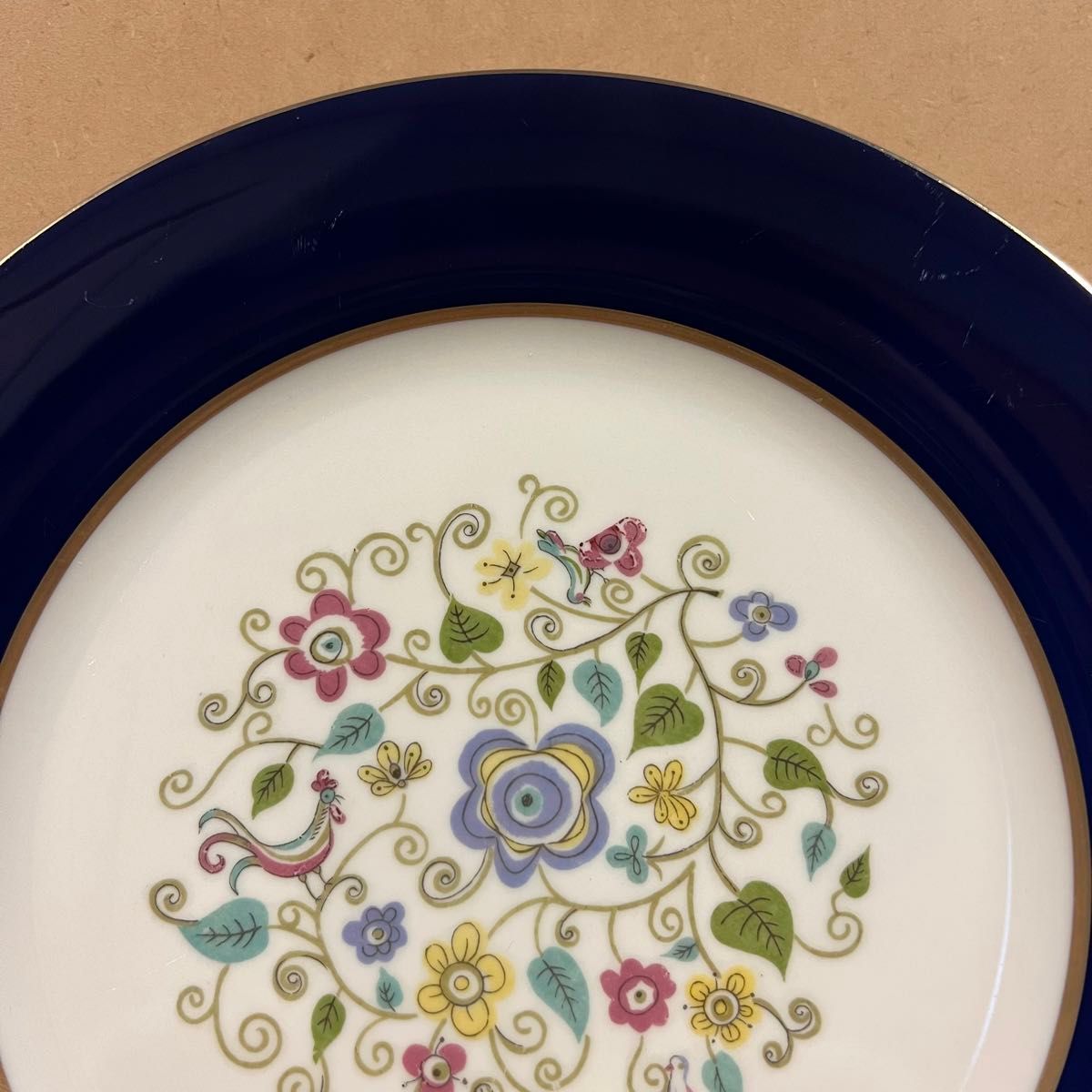 ホーヤ アケチ アイボリー 花絵 丸皿 大皿 飾皿 昭和レトロ 陶器 ホーヤ アケチ アイボリー 花絵 丸皿 大皿 飾皿 昭和レトロ 陶器