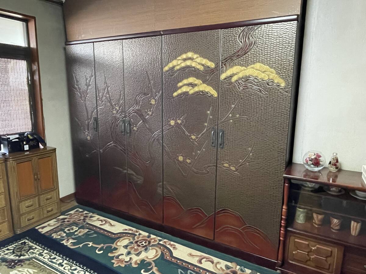 パネライ 希少 桐箪笥 鎌倉彫 宗悦作 最高級箪笥 ワードローブ 松竹梅 総手掘り 家具