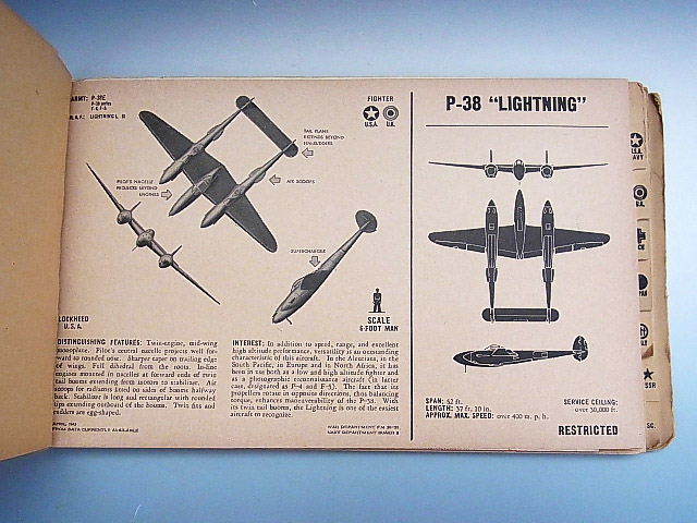 1943年発行 機密扱い 米国海軍 各国戦闘機 認識集 ◆ 米国アンティーク _画像3