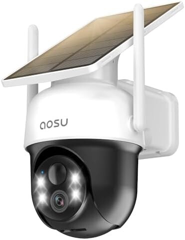 aosu 防犯カメラ ソーラー一体 屋外 360度広角 wifi式 2K 300万高画素 IP66防水防塵 人体検知 自動追跡 完