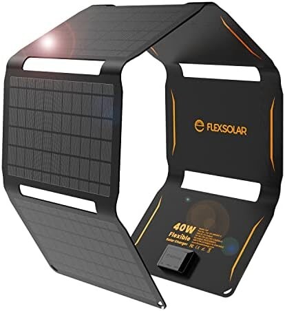 FlexSolar ソーラーパネル 40W ソーラーチャージャー usb3出力ポートソーラー充電器防水防塵 DC/PD40W/QC