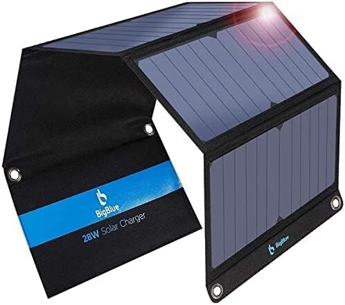 BigBlue【2023モデル】 28W ソーラーパネル 小型 3USBポート(5V/4.8A) ソーラー充電器 ソーラーチャージ