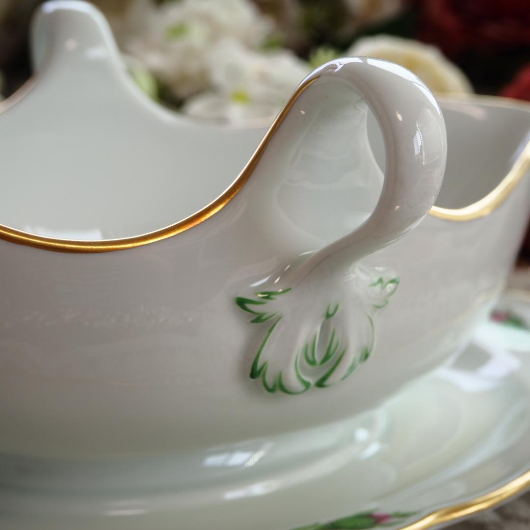 極美品 Meissen マイセン ピンクローズ グレイビーボート ソース F7 極美品 Meissen マイセン ピンクローズ グレイビーボート ソース F7
