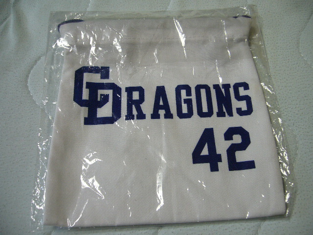 中日 ドラゴンズ Dragons ＃42 BLANCO ホワイト 白 布袋 袋 入れ物 布製 サイズ155-155㎜ 新品_画像2