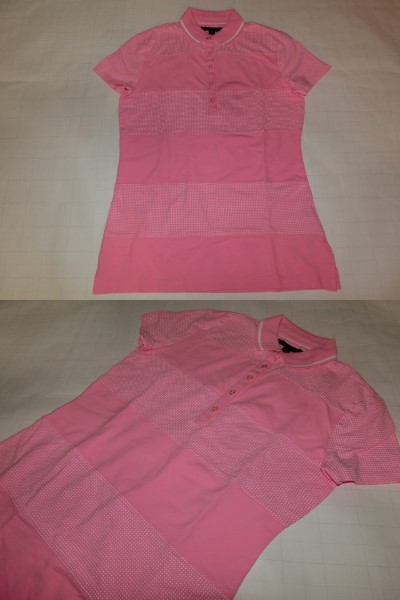 USA購入【TOMMY HILFIGER】PINKドッド柄 ボーダーポロシャツUS Sサイズ