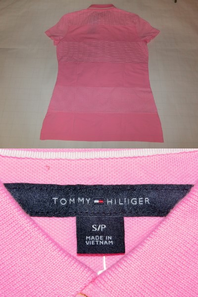USA購入【TOMMY HILFIGER】PINKドッド柄 ボーダーポロシャツUS Sサイズ