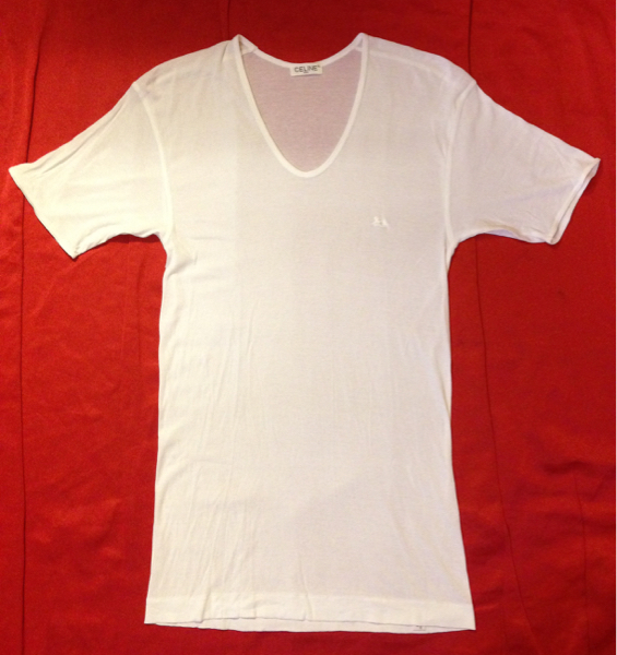 CELINE PARIS セリーヌ Uネック ワンポイントアンダーTシャツ LL