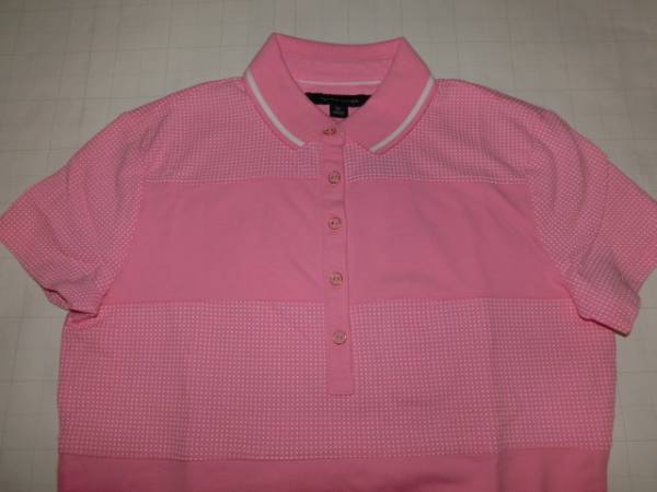 USA購入【TOMMY HILFIGER】PINKドッド柄 ボーダーポロシャツUS Sサイズ