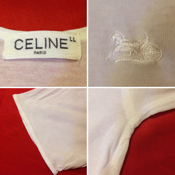 CELINE PARIS セリーヌ Uネック ワンポイントアンダーTシャツ LL