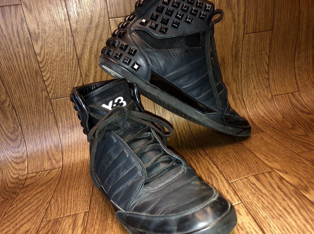 Y-3 ワイスリー スタッズ U42767 14-15AW HONJA HI 黒色 ブラック ハイカット サイズ(26.5) 靴 スニーカー 装飾品 中古品【4786】K