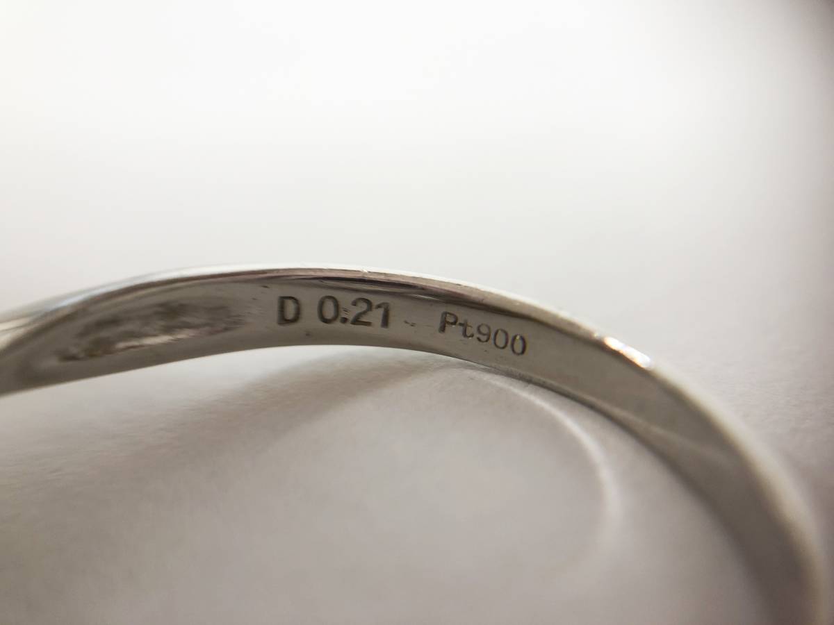 Pt900 石付き メレダイヤモンド 総0.21ct プラチナデザインリング 16号 5.9g 指輪の画像5