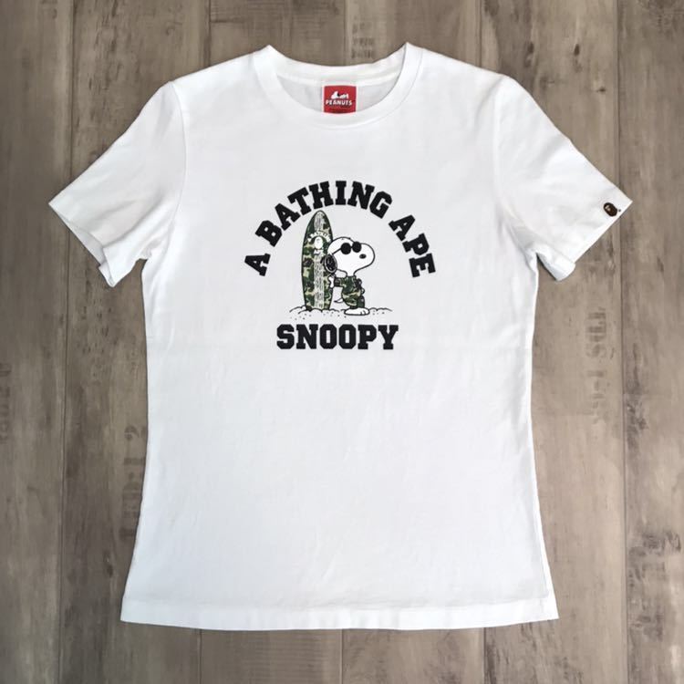 SNOOPY × BAPE サーフボード Tシャツ レディース Sサイズ a bathing ape bape スヌーピー ピーナッツ peanuts ABC camo ABCカモ 迷彩 surf