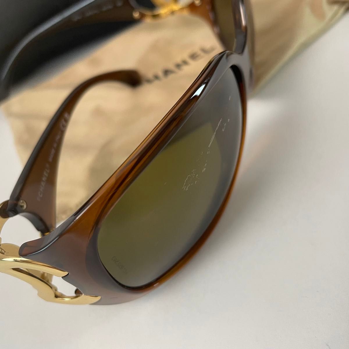 CHANEL サングラス ゴールド ココマーク 6014 c 879 ブラウン CHANEL サングラス ゴールド ココマーク 6014 c 879 ブラウン