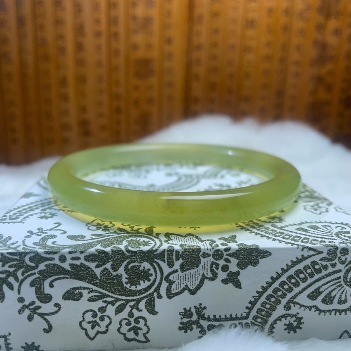 64.6mm）天然石【—岫玉—】 軟玉翡翠/和田玉 バングル パワーストーン