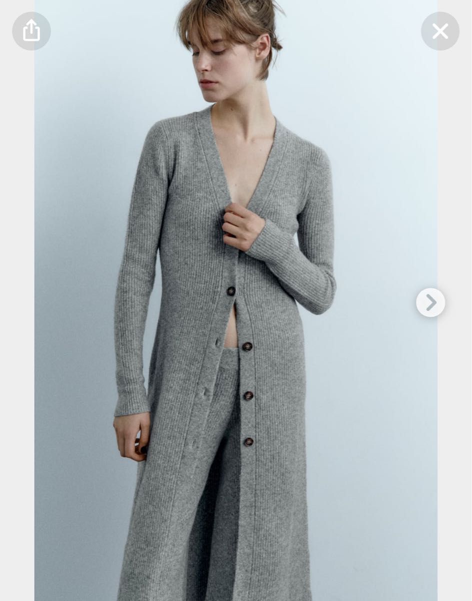 美品 ZARA ザラ ロングニットカーディガン グレー Sサイズ 美品 ZARA ザラ ロングニットカーディガン グレー Sサイズ