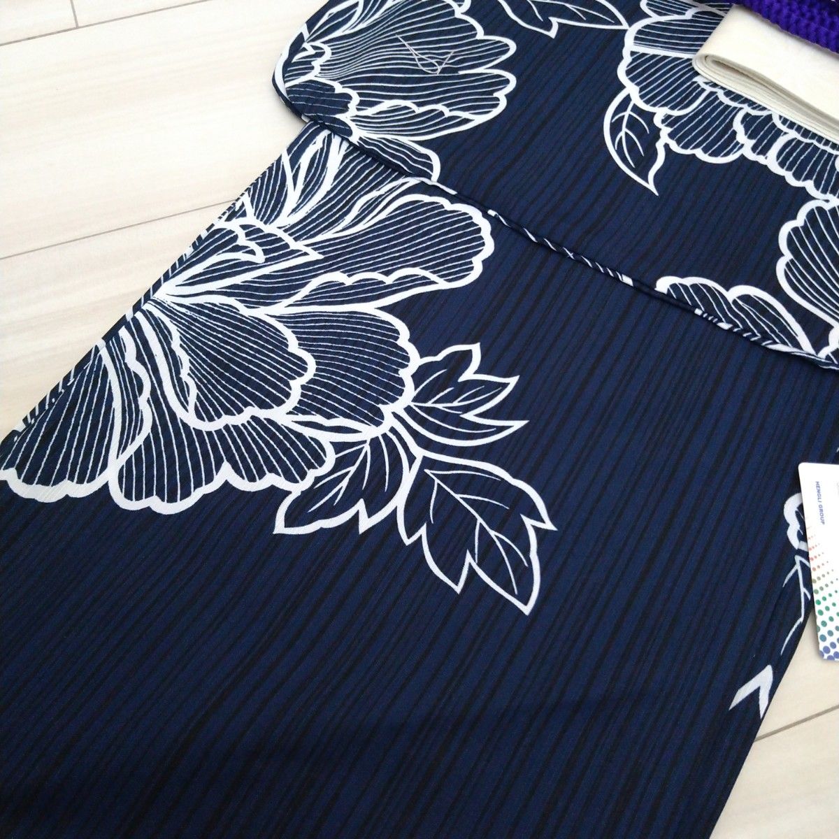 新品☆呉服屋♪吸水速乾!上品な芍薬 濃紺スレンダー夏着物 浴衣3点セット 新品 呉服屋 吸水速乾クール 大人上品な濃紺に芍薬 高級夏着物