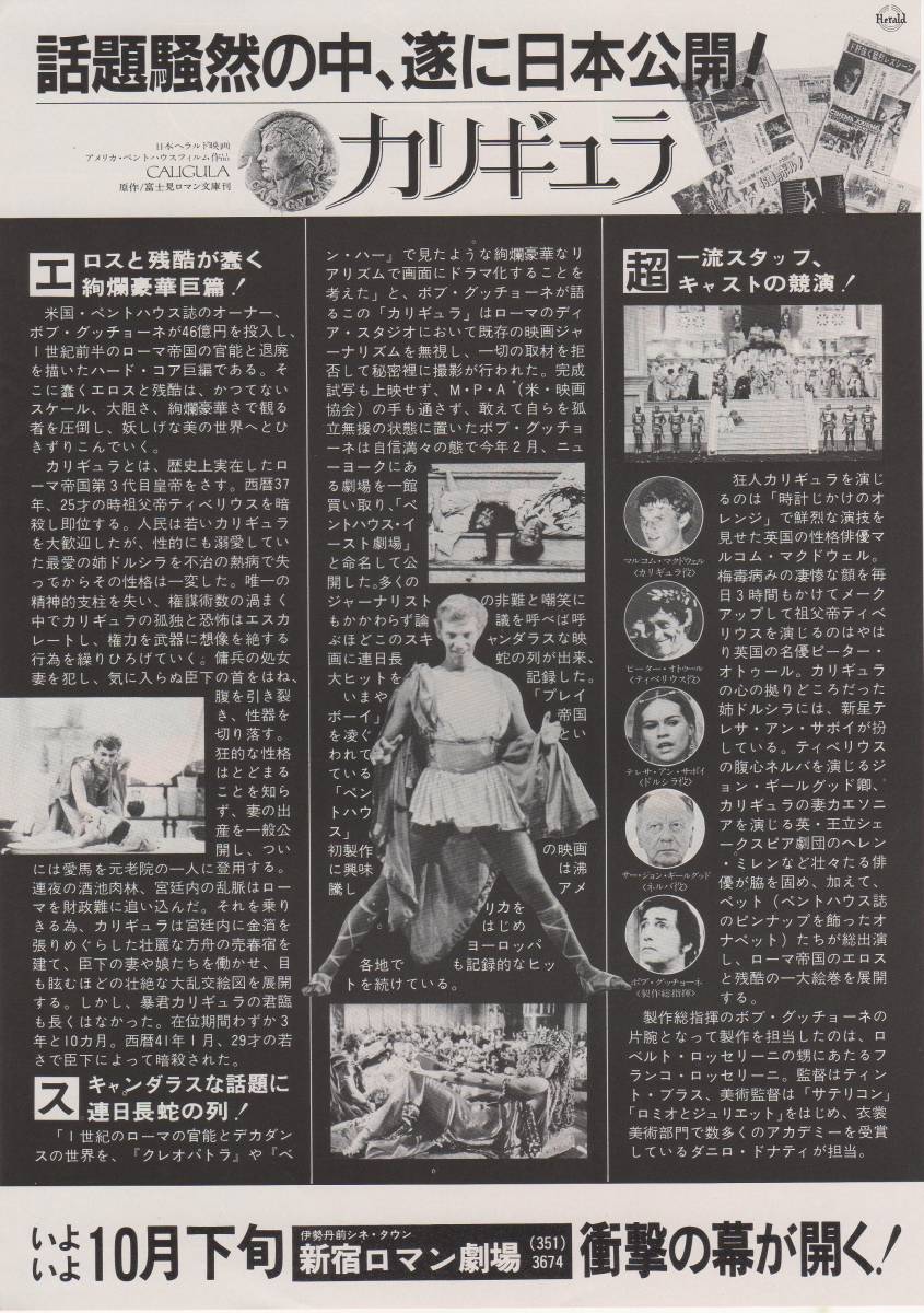 ヤフオク 映画チラシ カリギュラ 1980年公開 マルコム ヤフオク 映画チラシ カリギュラ 1980年公開 マルコム