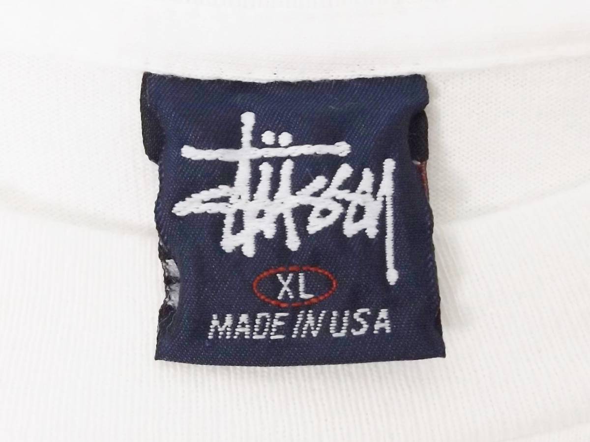 90s old Stussy オールドステューシー Tシャツ ワールドリーグ #18 紺タグ USA アメリカ製 白 ホワイト XL WORLD  LEAGUE 送料無料 90s Y2K