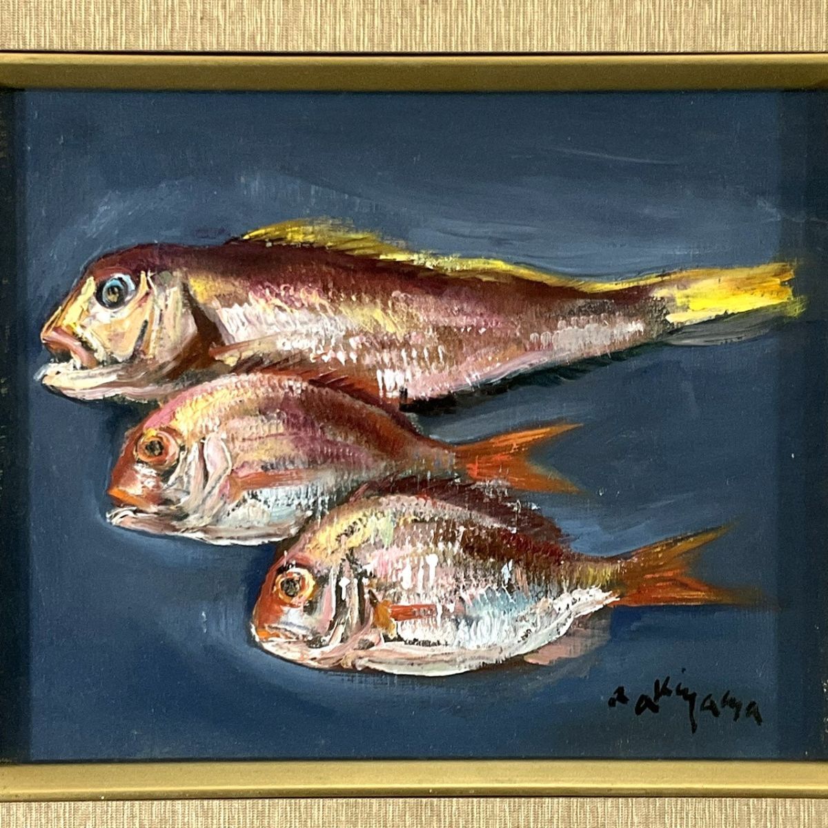 秋山良太郎 油絵 Yahoo!オークション - 真作 油彩 秋山良太郎 『アマダイとキダイ