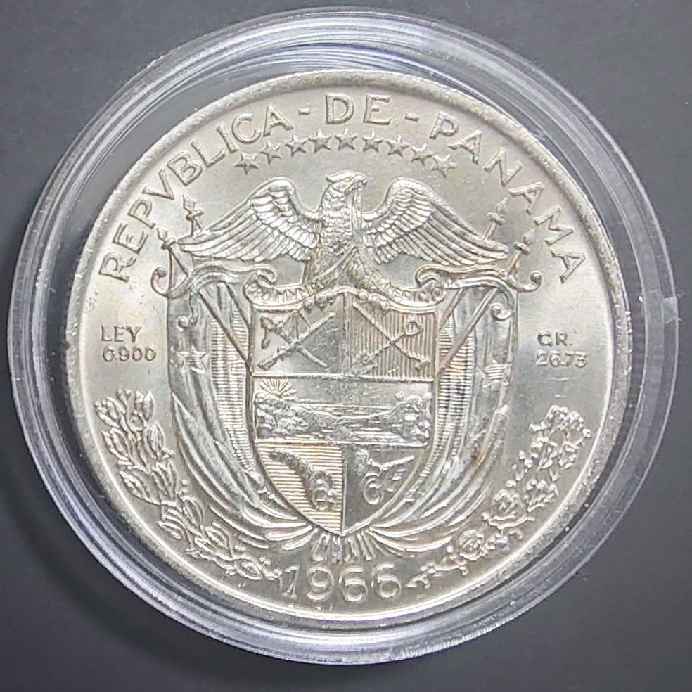1966年 パナマ銀貨 1バルボア銀貨 silver900 26 89g大型銀貨 1966年 パナマ銀貨 1バルボア銀貨 silver900 26 89g大型銀貨