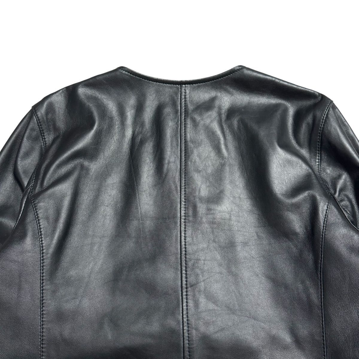23区 シープレザー ノーカラー ジャケット レディース サイズ46 23区 シープレザー ノーカラー ジャケット レディース サイズ46