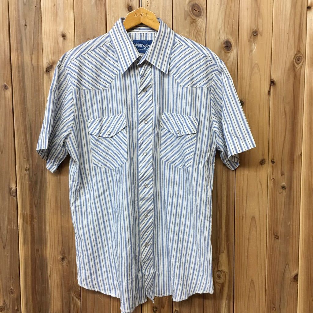 Wrangler◆ラングラー // メンズ size M / ストライプ柄 半袖シャツ ウエスタンシャツ トップス 胸ポケ付き アメカジ☆ USA古着 USED_画像2