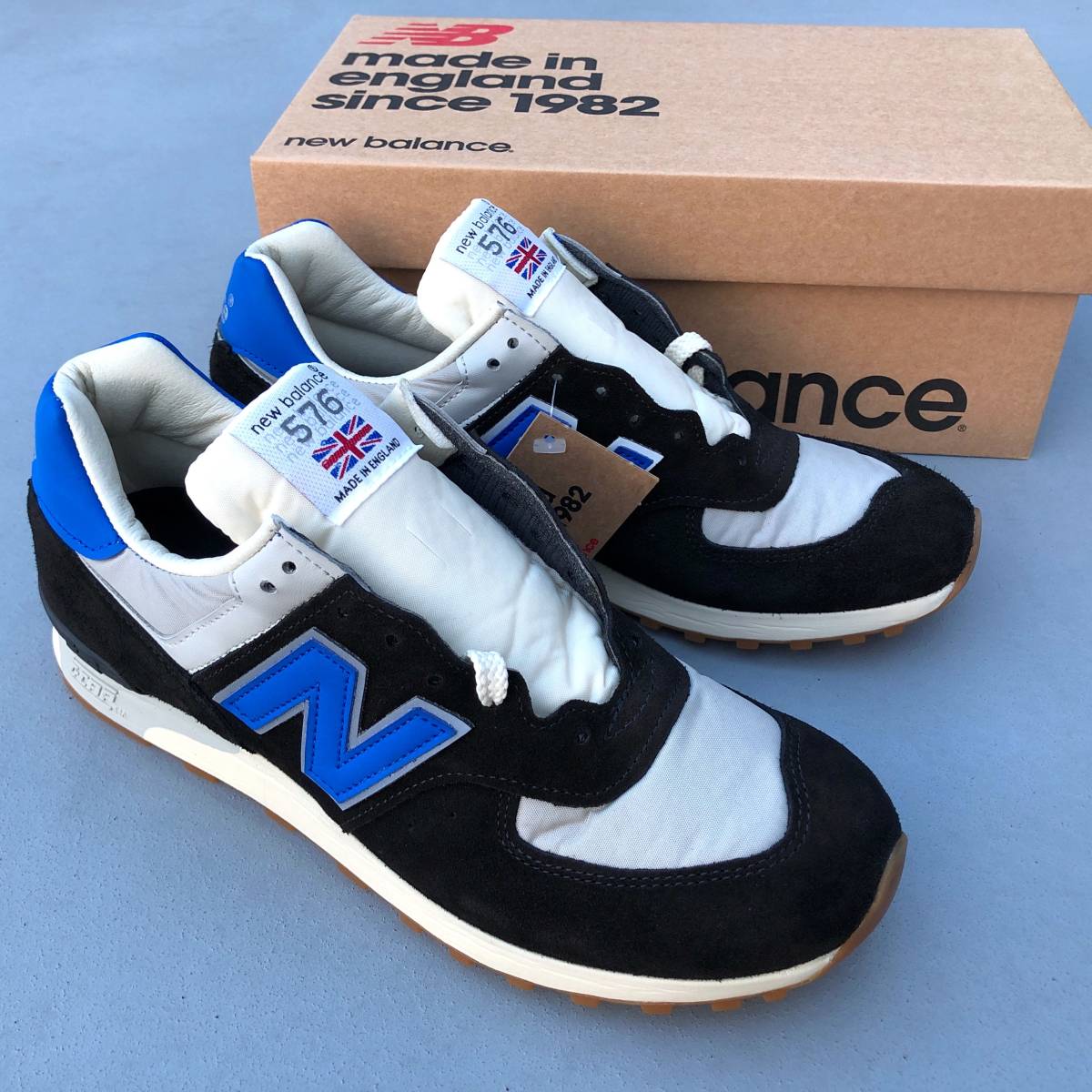 NB直営店限定 UK製 NEW BALANCE M576TNF US8.5D 26.5cm スウェード リップストップナイロン 新品 イギリス英国製 ブラック×ブルー×グレー_画像1