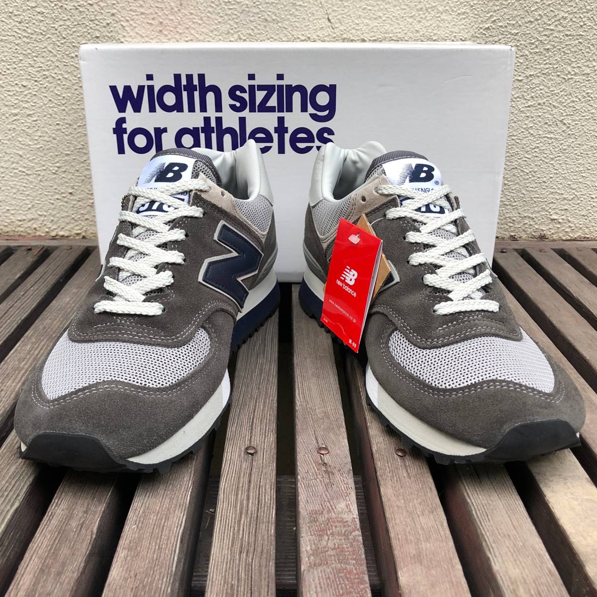 オリジナル復刻 NEW BALANCE OM576OGG GRAY UK製 US7 25cm 新品 スエード 限定 M576 イギリス英国製 NB スニーカー OG グレー×ネイビー_画像3