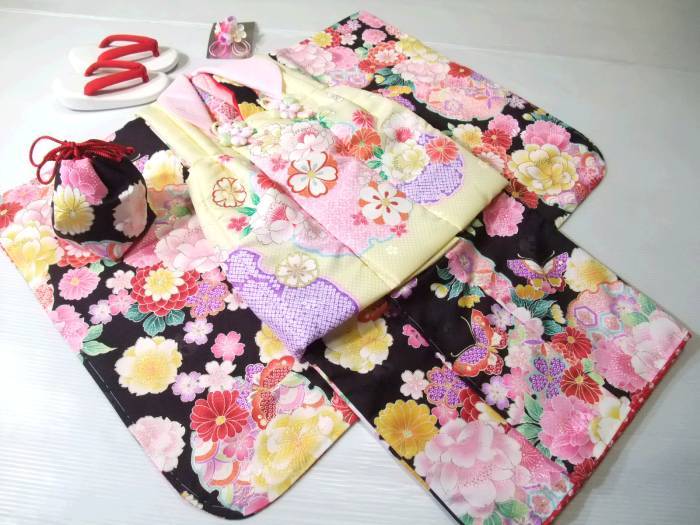  "Семь, пять, три" mi345 кимоно 3 лет . ткань * кимоно 6 позиций комплект .. цветок узор новый товар включая доставку 
