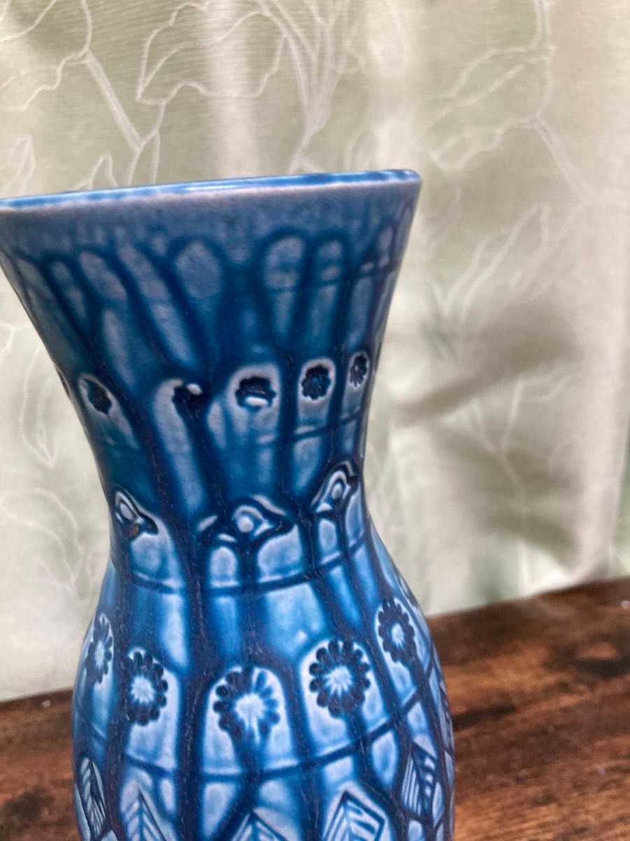 旧西ドイツ製 リーフ総柄 陶器の花瓶 花器 一輪挿し ミッド 旧西ドイツ製 リーフ総柄 陶器の花瓶 花器 一輪挿し ミッド