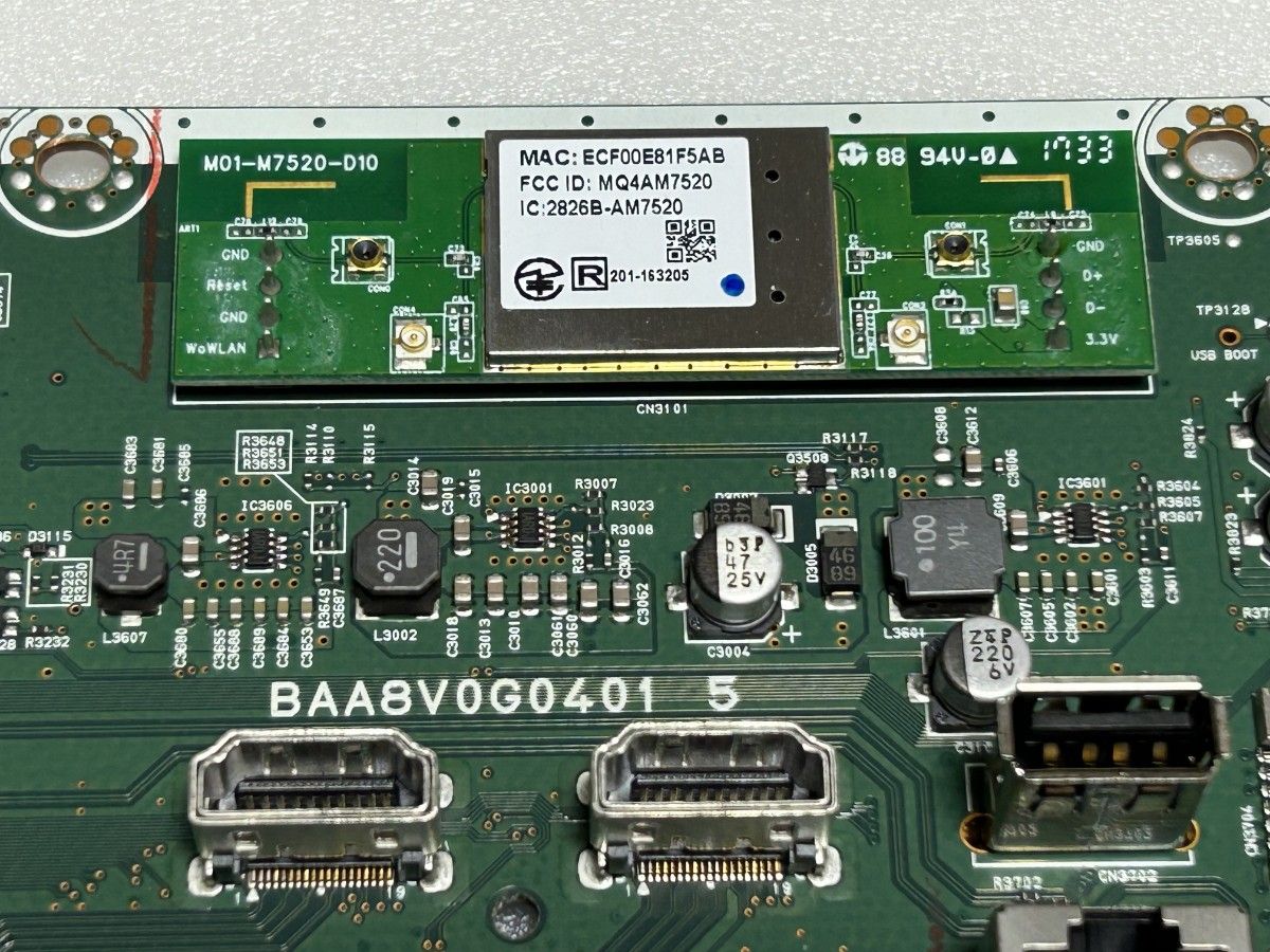 FUNAI 4K 43V FL-43UB4000 メイン基板とスイッチ ランプ FUNAI 4K 43V FL-43UB4000 メイン基板とスイッチ ランプ