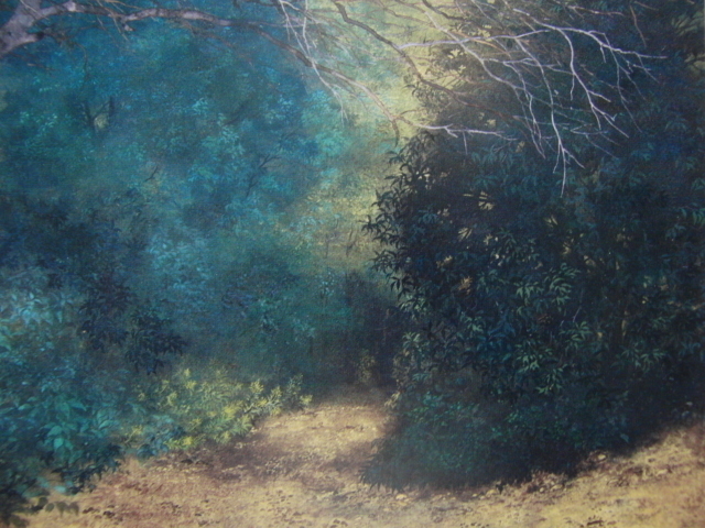 大野俊明、『風音』、希少な画集画、新品高級額・額装付、状態良好 大野 逸男 【一軒家への道】 希少画集画、状態良好、新品高級
