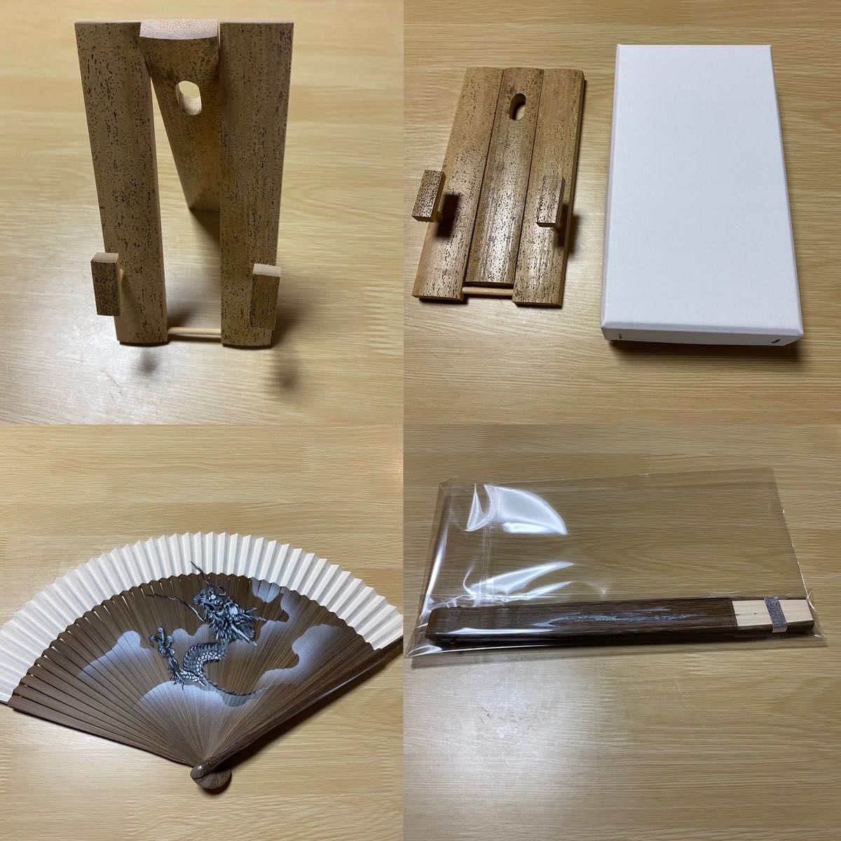 新品!全て日本製!高級京扇子(昇龍)&日本製の竹の扇子立てセット インテリア 日本土産