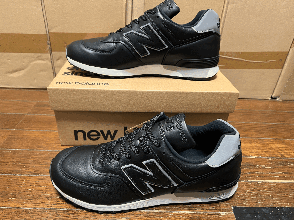 UK製 オールレザー New Balance M576KKL ブラック×グレー US8 5 UK製 オールレザー New Balance M576KKL ブラック×グレー US8 5