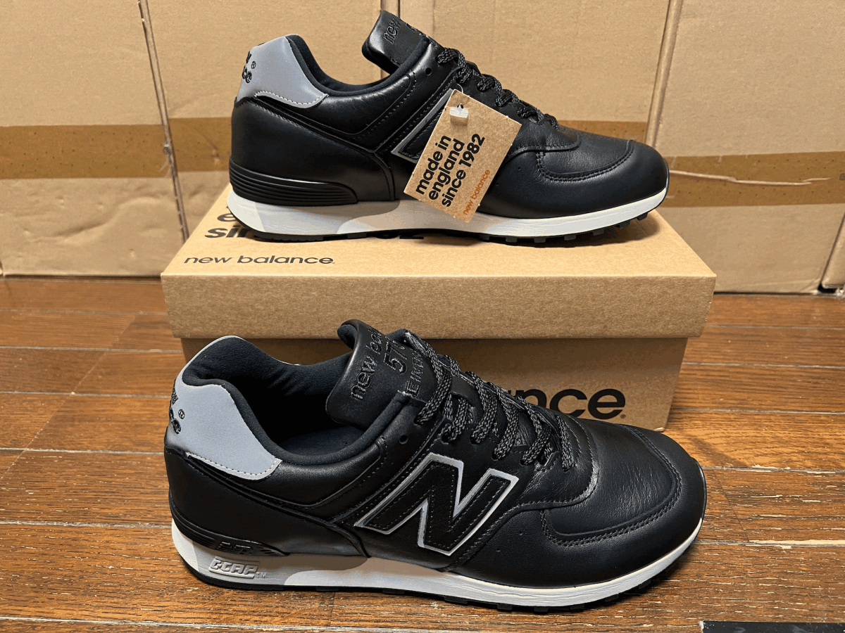 UK製 オールレザー New Balance M576KKL ブラック×グレー US8 5 UK製 オールレザー New Balance M576KKL ブラック×グレー US8 5