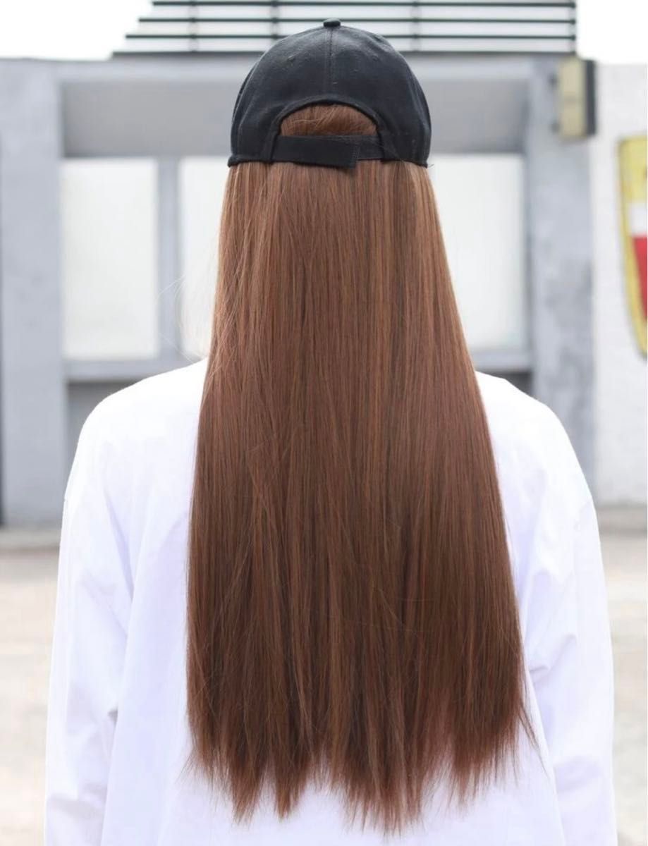 帽子付ウィッグ ロングストレートヘア レディース キャップ 帽子付ウィッグ ロングストレートヘア レディース キャップ
