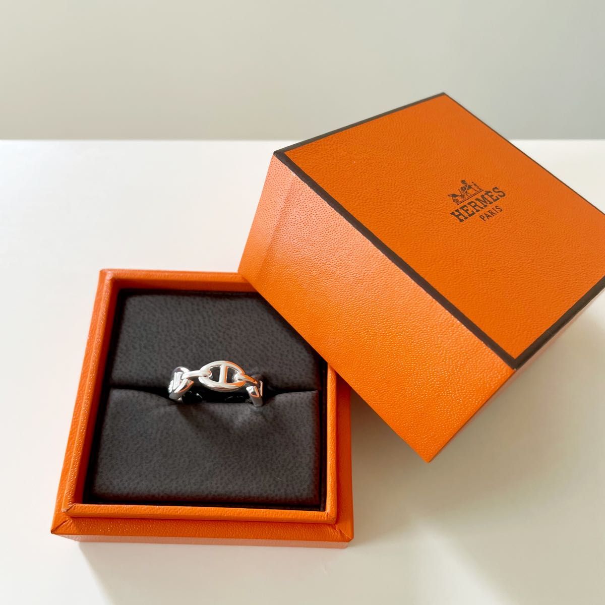 HERMES シェーヌダンクル アンシェネ リング シルバー 55 新品 HERMES シェーヌダンクル アンシェネ リング シルバー 55 新品