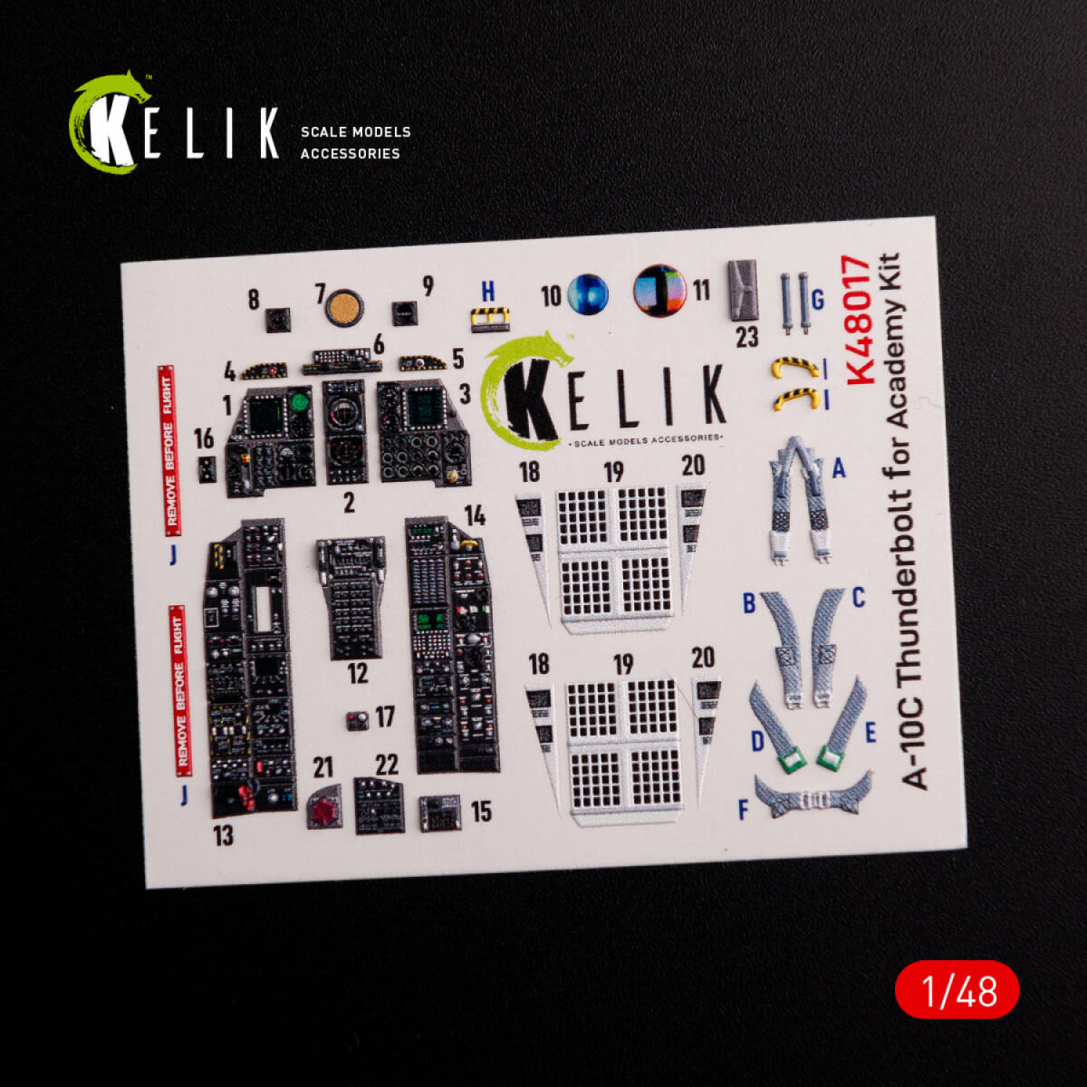 **KELIK[K48017]1/48 A-10C Thunderbolt Ⅱ interior 3D decal ( red temi- for )**